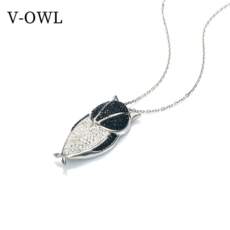 

V-owl Owl Cool Titanium Steel Crystal Necklace Vintage Elegant Pendant Logo Limited Design Necklace Women Pendant Necklace