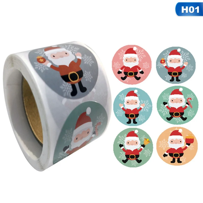 200 шт/рулон Праздничная Рождественская наклейка Санта Клаус декоративная