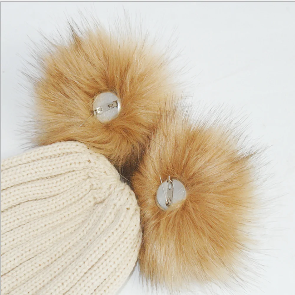 Новинка модная женская зимняя теплая вязаная крючком Шапка бини с меховым