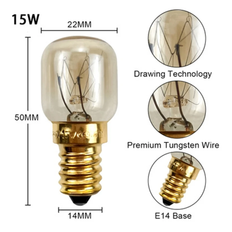 

220V E14 300 Degree High Temperature Resistant Microwave Oven Bulb Cooker Lamp 425B