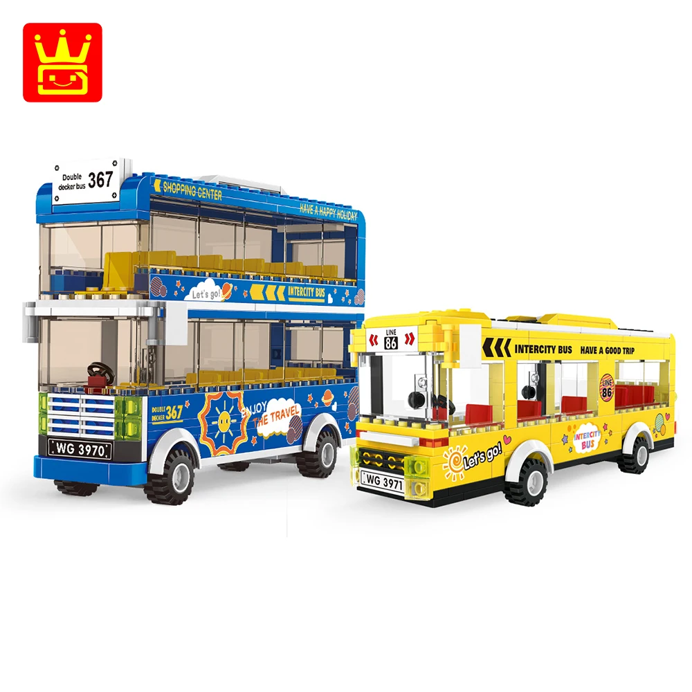 Строительные блоки для мальчиков двухслойный автобус из серии городской