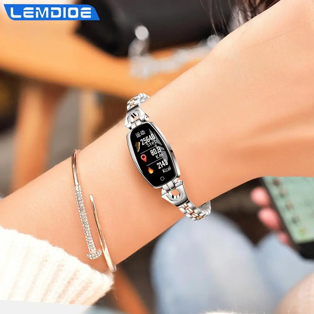 LEMDIOE Bluetooth фитнес-Браслет Водонепроницаемый мониторинг сердечного ритма для Android IOS фитнес-Браслет Смарт-часы модный ремешок