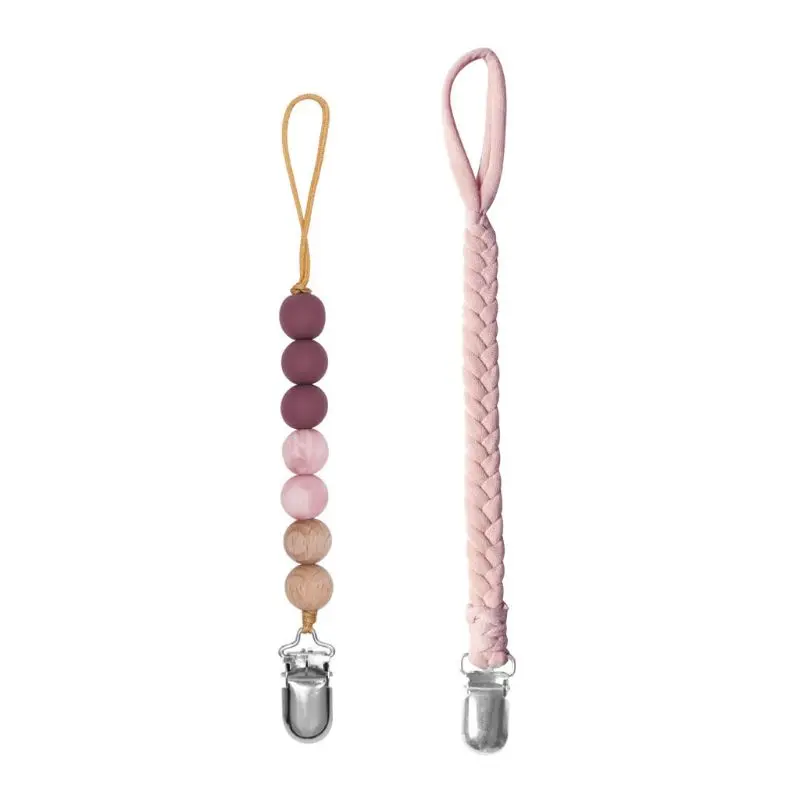 

Pacifier Clips Braided Pacifier Chain & Silicone Beaded Pacifier Holder Teether