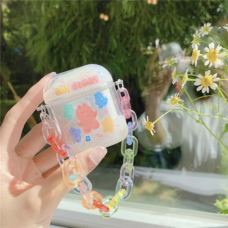 Bracelets Lanyard Chain Strap for Airpods 12 Cover Liquid Quicksand Case Apple Pro Wireless Earphone Chaging Box | Электроника