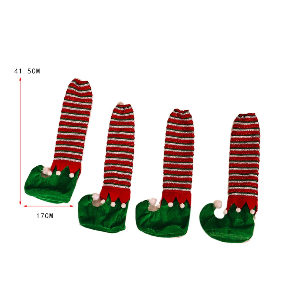 Рождественские Чехлы для ножек стула милый удобный дизайн Elf носки защита пола
