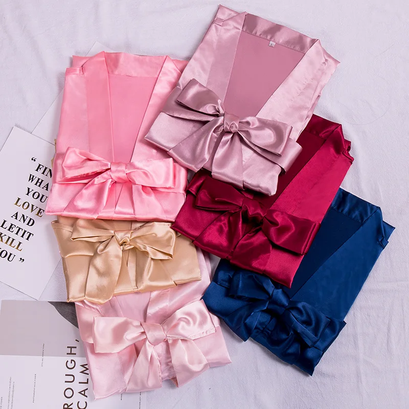 Роскошные женские пижамы с длинным рукавом атласные халаты ночная рубашка