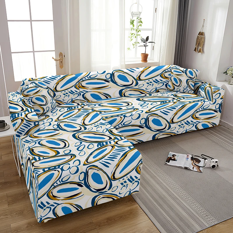 

Geometric Pattern Elastic Cover For L Shape Sofa 1/2/3/4-seaters Flexible Stretch Corner Combination Slipcover Case