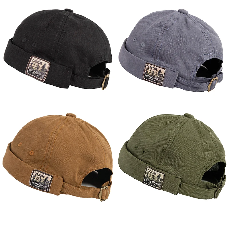 

Men's docker cap, vintage breathable beanie hat, no fight, adjustable, retro, literary, sailor pattern, hip hop, women's