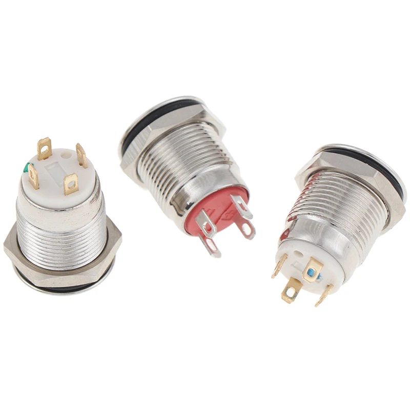 

12mm Metal Push Button Switch Flat Head Ring Power LOGO 3V Self-reset Momentary/locking Waterproof Car Auto Eng
