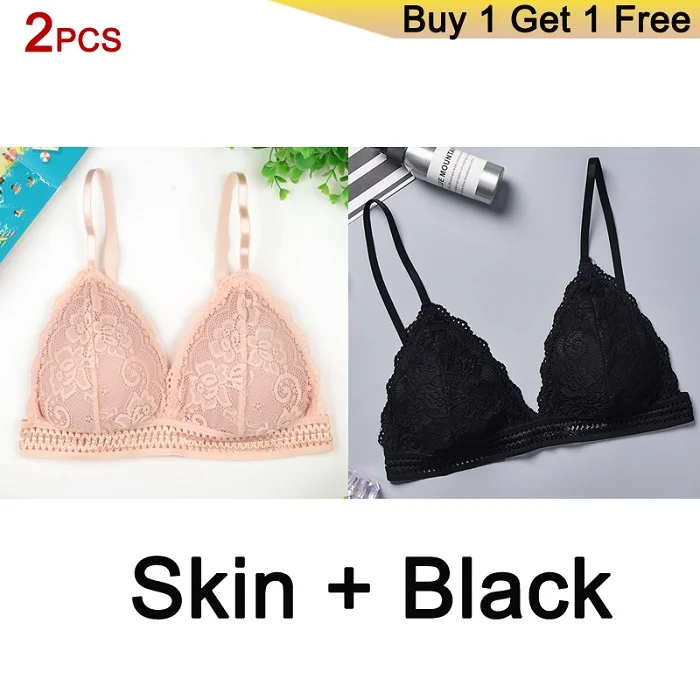Skin Black Deruilady бесшовный бюстгалтер Французский стиль бюстгалтер бесшовный Глубокий V кружевной девушка лифчик Бескаркасный тонкий бюстгальтеры для женщин Мягкий женское белье топ кружево бюстгалтер - Цвет: Skin Black