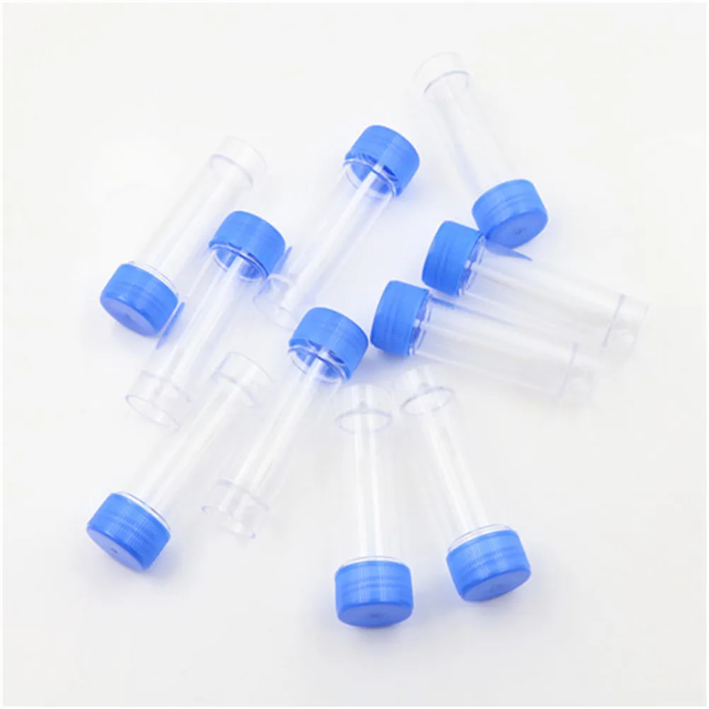 

10pcs 30ml stool bottle plastic urine tube with spoon clear specimen test container blue screw top wholesale