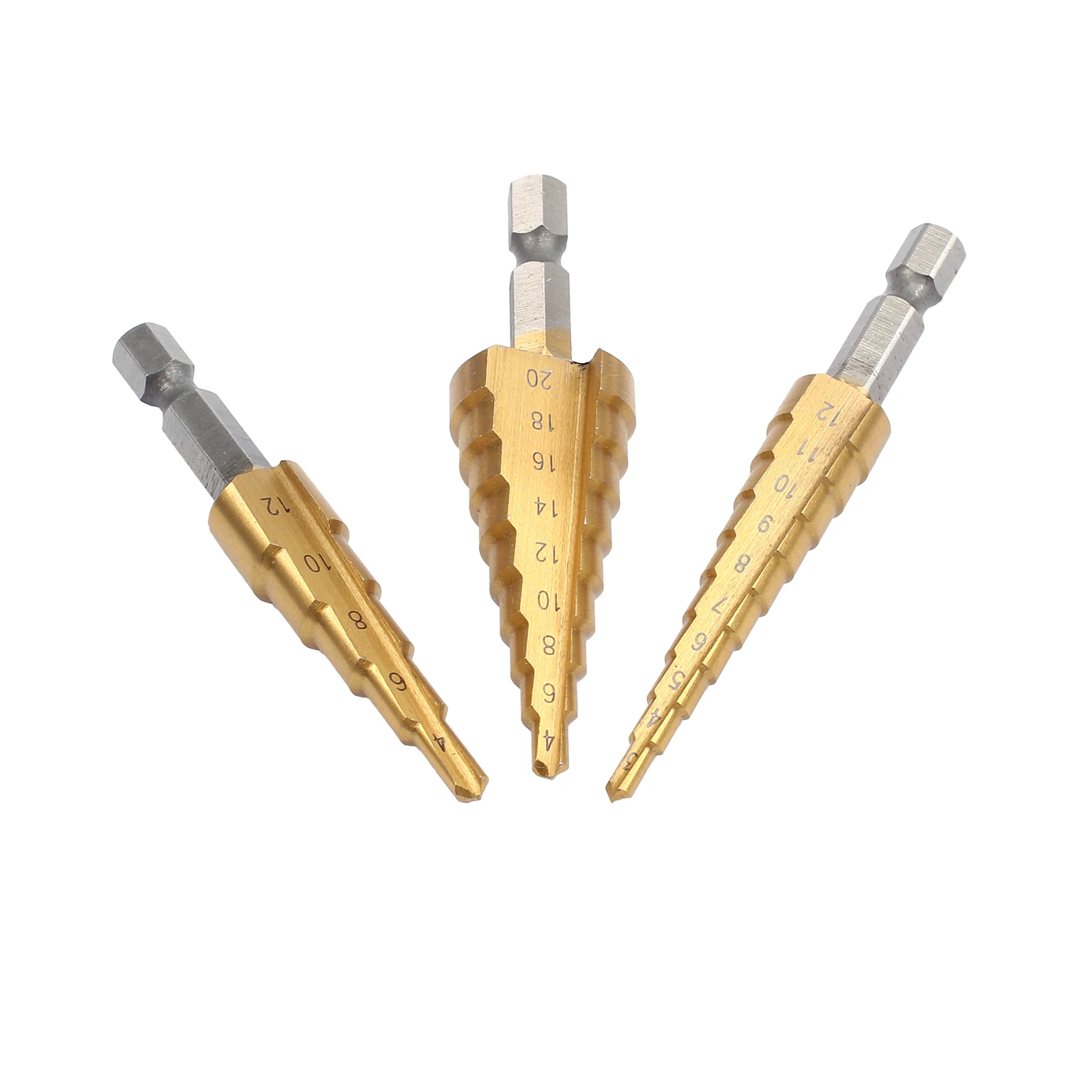 Neoteck 3 шт. стальной шаг HSS конусное сверло титановый резец Набор отверстий резак 3/12