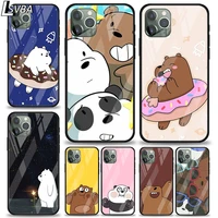 hot anime cute bear for apple iphone 12 11 xs pro max mini xr x 8 7 6s 6 plus tempered glass phone case