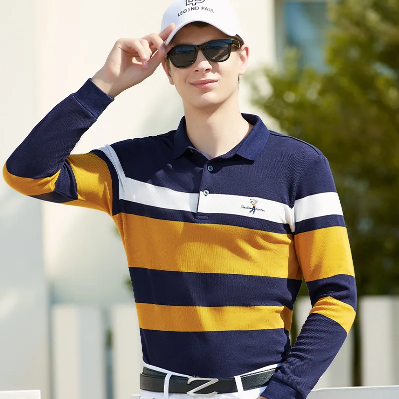 

Новое поступление 2021, осенняя брендовая мужская рубашка-поло с длинным рукавом, хлопковые повседневные деловые бриллиантовые пуловеры, Дже...