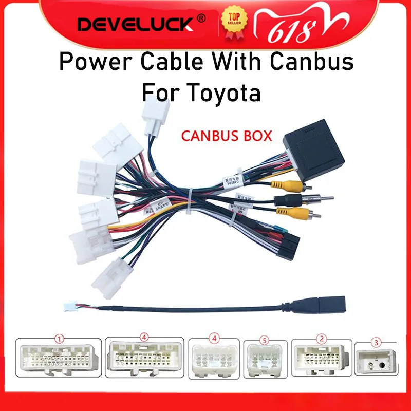 

Car 16-pin Android Wire Harness Power Cable Adapter With Canbus For Toyota Corolla/Camry/RAV4/Crown/Reiz power cord with canbus