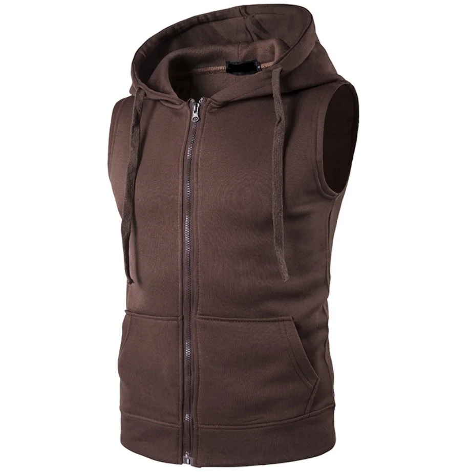 Свитшот мужской без рукавов на молнии худи куртка с карманами одежда черного