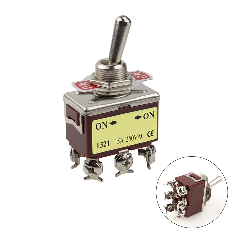 1 шт. E TEN1321 12 мм 250V 15A 6 Pin на тумблер кулисный переключатель DPDT коричневого