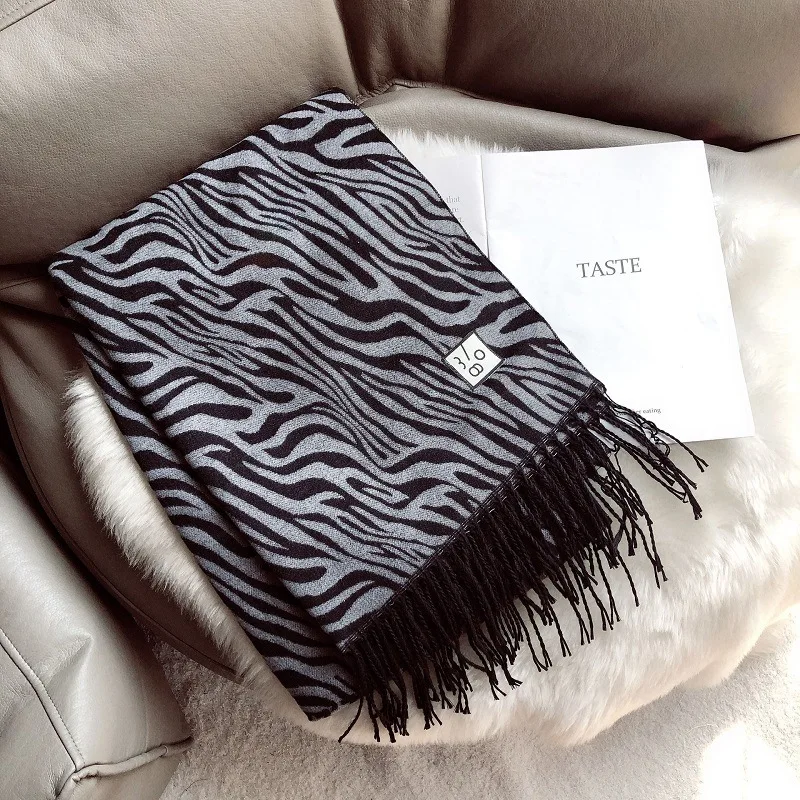 

Leopard Pattern Thousand Bird Pattern Imitation Cashmere Warm Scarf. Women's Winter Double Face Scarf. Dual Purpose Shawl.