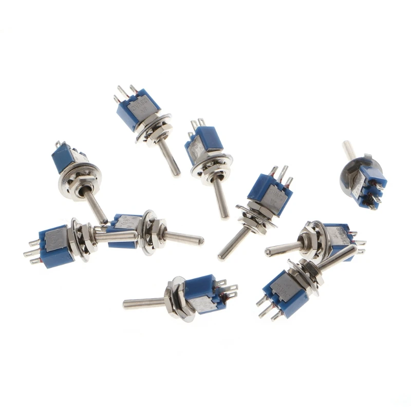 10 Pcs AC 250V/1.5A 125V/3A SPDT 3-Pin On/On 2 Position Mini Toggle Switch Blue | Обустройство дома