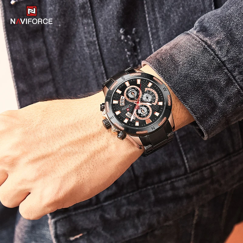 

NAVIFORCE Gold Business Man Watches Fashion Luxury Quartz Watch For Men Military Sport Waterproof Male Clock Relogio Masculino