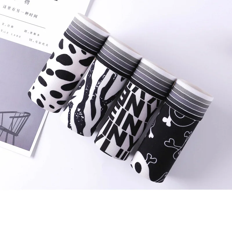 Мужские трусы-боксеры хлопковые трусы со средней талией и принтом в виде