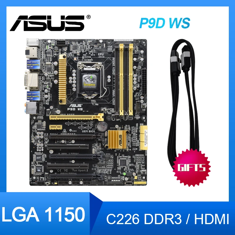 Online ASUS P9D WS PC Gaming Server Workstation Desktop Motherboard LGA 1150 C226 DDR3 PC Motherboards Set