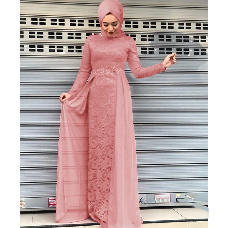 WEPBEL благородный Дубай женское шифоновое мусульманское платье с длинным рукавом