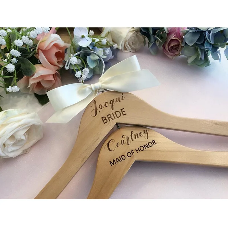 Деревянные Свадебные вешалки для невесты розовое золото на заказ с гравировкой