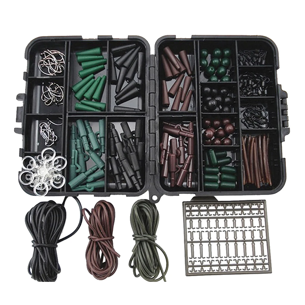 Карп рыболовные снасти Коробка поворотные крюки рукав резиновая трубка бусина с