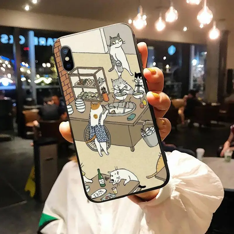 

Retro illustration Cute Japanese Cats Phone Case for iPhone 11 12 pro XS MAX 8 7 6 6S Plus X 5S SE 2020 XR
