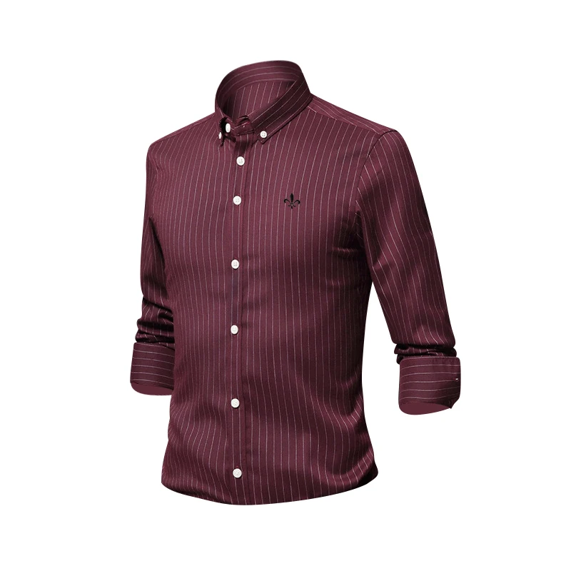 Блузка полосатая рубашка мужская с длинным рукавом платье Dudalina Camisa Social Masculina печатная версия рубашка мужская - Цвет: DCZ1801-RED