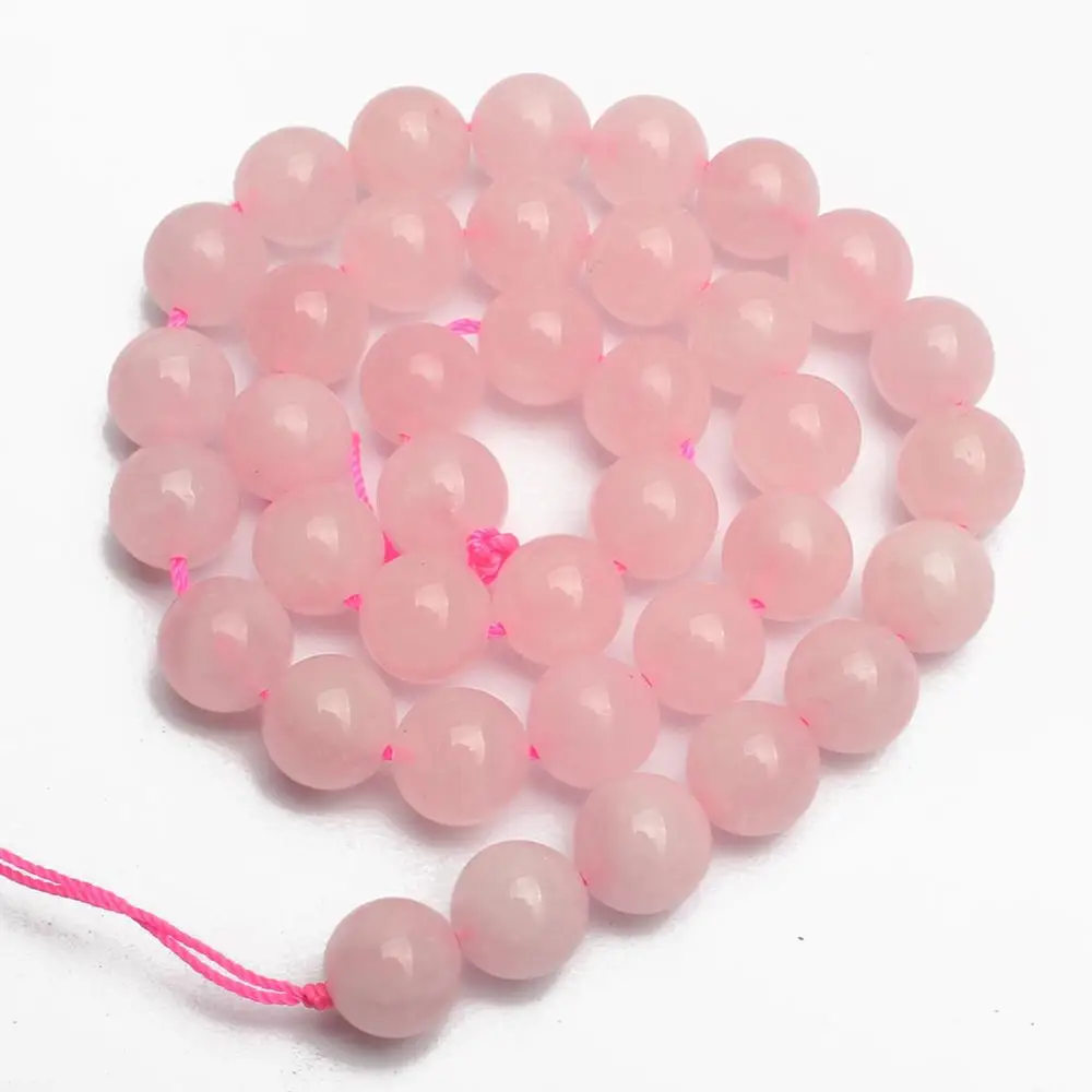 Pink Quartz Натуральный круглый тигровый глаз Амазонит гранат Агаты ангелит кварц Лава бусины для самостоятельного изготовления ювелирных изделий браслет аксессуары 15'' - Цвет: Pink Quartz