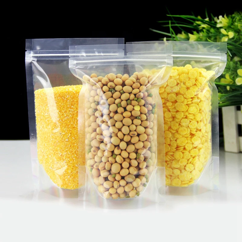 100 шт ПЭТ прозрачные пластиковые пакеты с замком-молнией Ziplock стоьте вверх еда Специи порошок упаковка мешок прозрачный