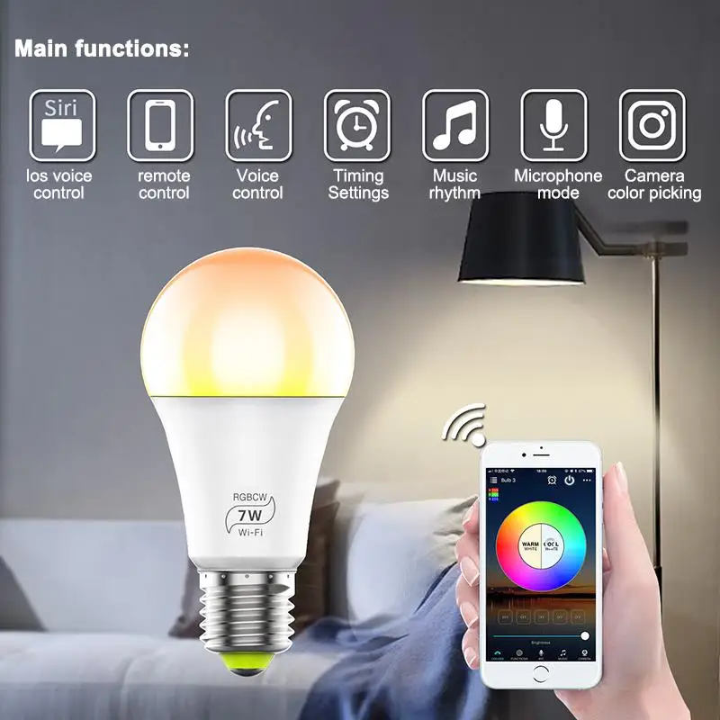 Умная Светодиодная лампа с таймером и поддержкой Wi-Fi 4 0 7 Вт E27 | Лампы освещение