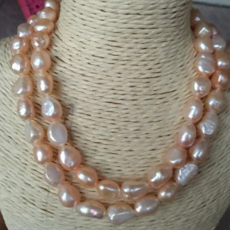 Ювелирные украшения 2 нити барокко Южное море золото розовый жемчуг ожерелье 18