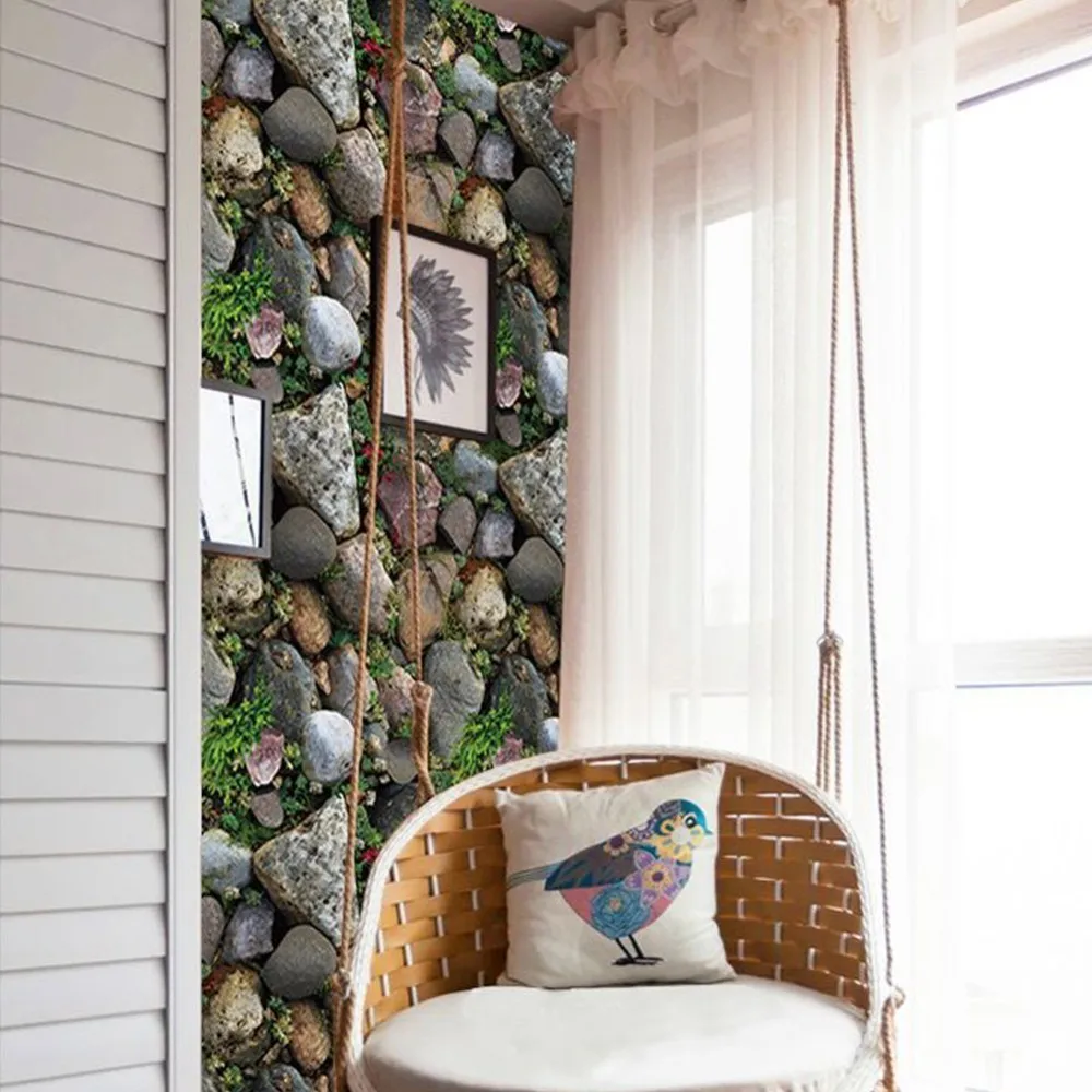 Водонепроницаемая винтажная 3D каменная настенная бумага в рулоне Современная