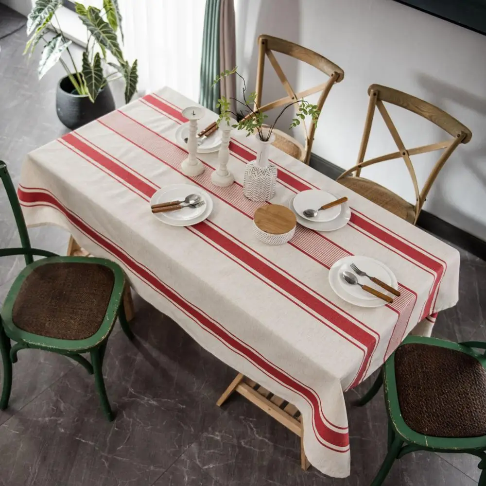 

Toalha de mesa decorativa retro grossa, para decoração de casa, cozinha, sala de jantar, toalha retangular, à prova de poeira,