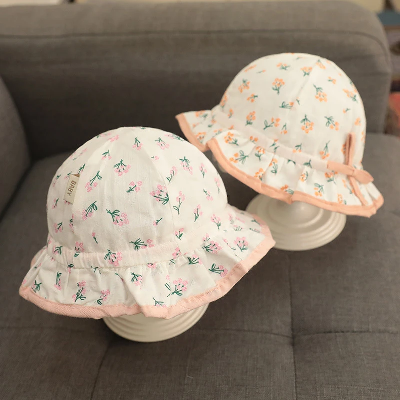 

Floral Printed Baby Sun Hat Spring Summer Outdoor UV Protection Newborn Sun Hat Soft Cotton Visor Kids Fisherman Hat