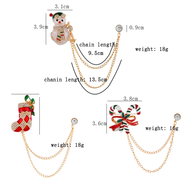 X'mas брошь на булавке цепь Санта Клауса Очаровательные Подвески рождественский