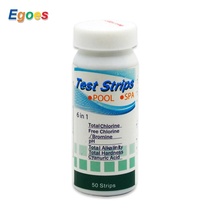 

Swimming Pool & Spa Test Strips BTS-06 Chlorine Bromine pH Alkalinity Cyanuric Acid Hardness