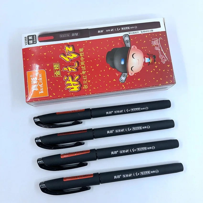 

[TrueColor] (12 Pieces/Lot) High Quality Classic Office Gel Pens 0.5mm Black Ink Color School Stationery Roller Pen V2368
