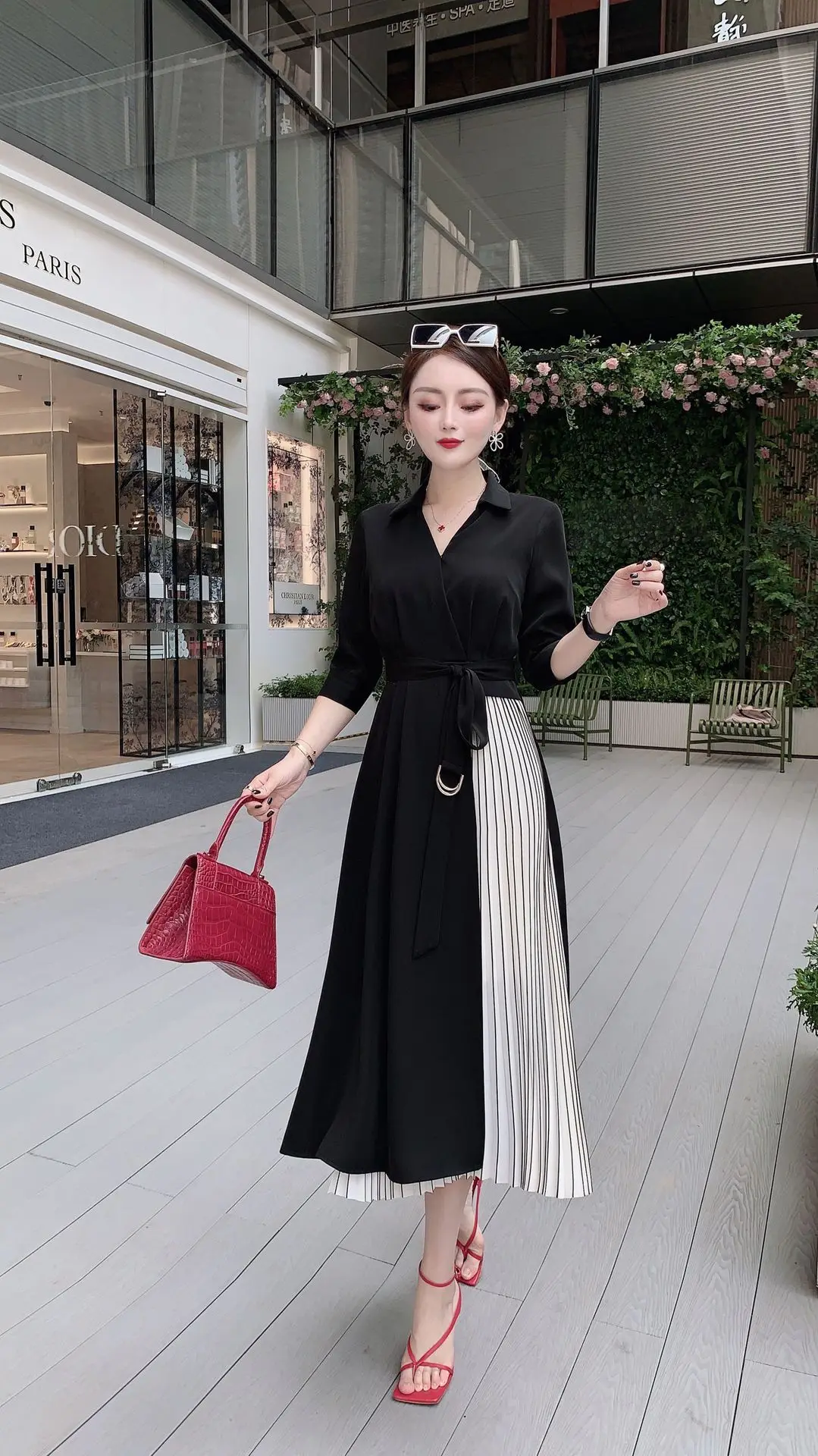 

Женское платье в стиле ампир, красное, черное платье без рукавов, из полиэстера, весна-лето 2021