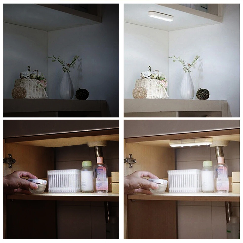 5 светодиодный светильник для шкафа беспроводной ночник настенный с батарейным