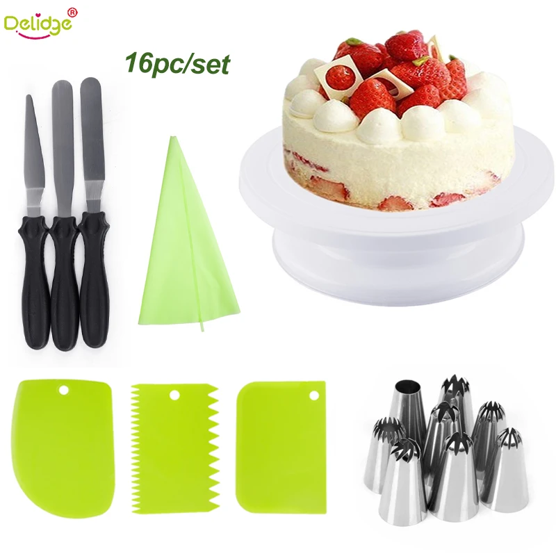 Delidge16pc набор инструментов для украшения торта лопатки теста насадка крема