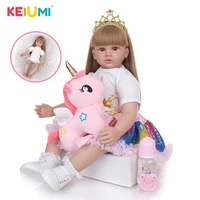 keiumi wholesale soft reborn baby doll silicone 24 inch stuffed girl reborn menina boenca educational baby toy for birthday gift
