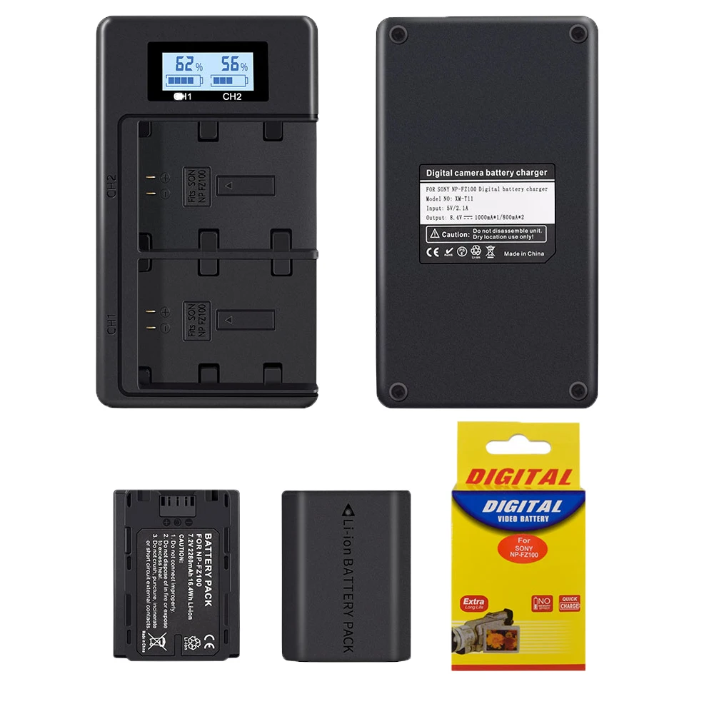 NP FZ100 NPFZ100 батарея + LCD двойное зарядное устройство USB для Sony BC QZ1 a9 a7R III a7 A9R 9S A9S A7R3 7RM3