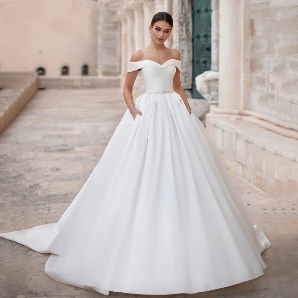 Романтическое мягкое атласное свадебное платье Vestido De Noiva сексуальное для