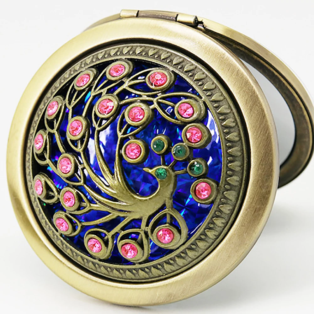 Винтажное полое цветочное мини складное круглое двустороннее зеркало для