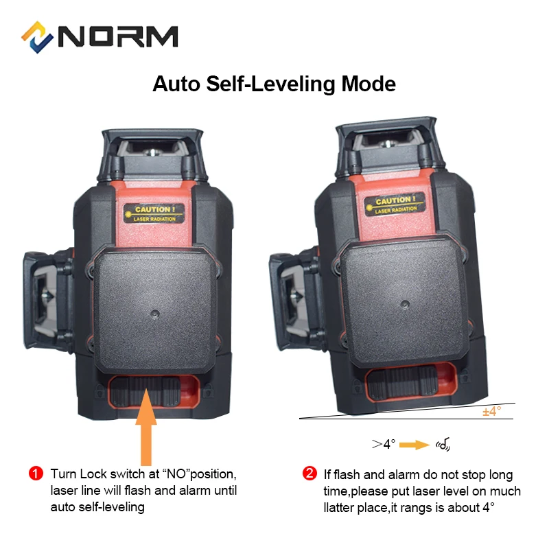 Лазерный 3D уровень с 12 линиями зеленого и красного цвета можно использовать