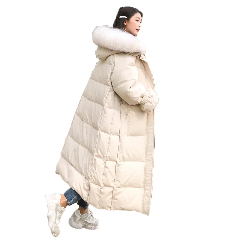 

Winter Jacket ZVAQS Female 2021 White Duck Down Jackets Women's Clothing Real Raccoon Fur Collar Parkas Woman Coats Ropa TN166
